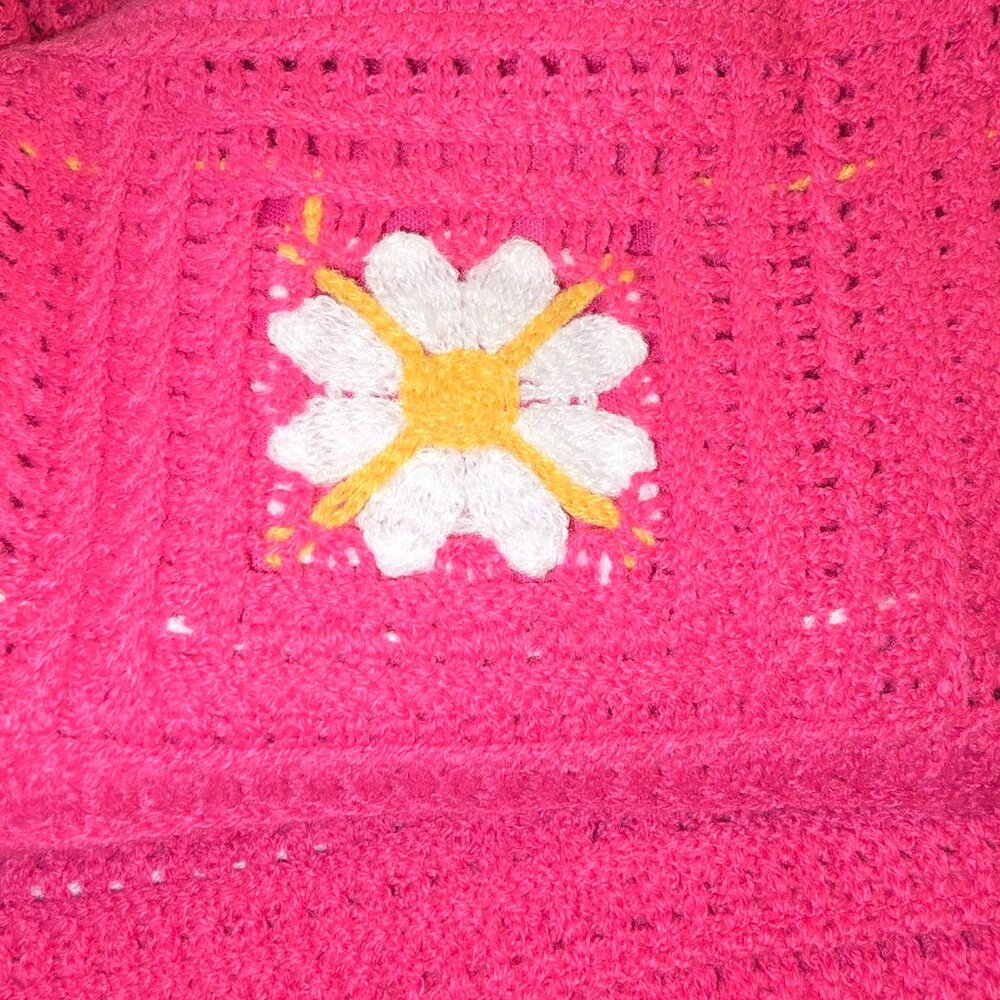 KIngs Road Pink Crochet Lined Dress SL Square Neck Large NWT - Picture 10 of 16